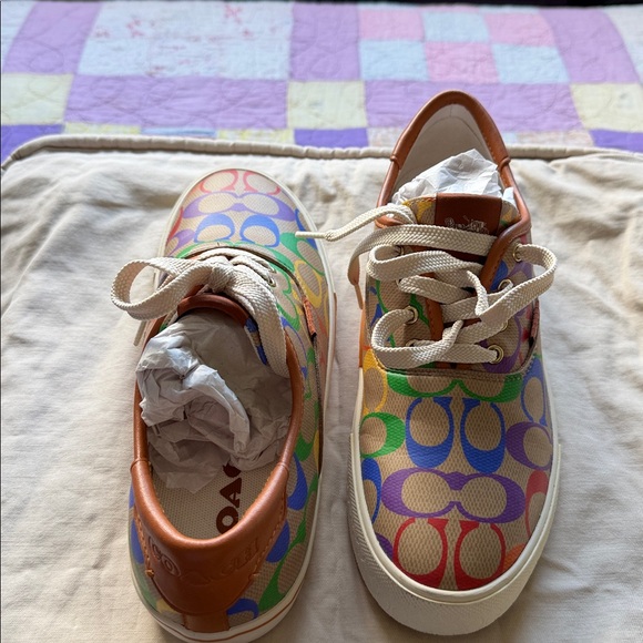 Coach Rainbow Signature Canvas Low-Top Sneakers - Picture 12 of 13